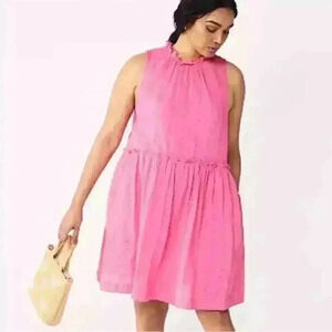 Draper James RSVP Women Size S Pink Ruffle Trim Babydoll Dress